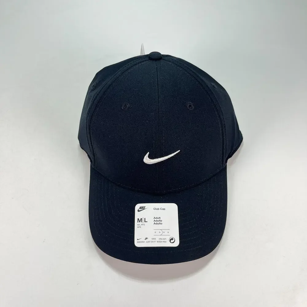 Nike Dri-FIT Black Structured Swoosh Mid Depth Baseball Club Cap FV5563-010 M/L - Picture 2 of 5